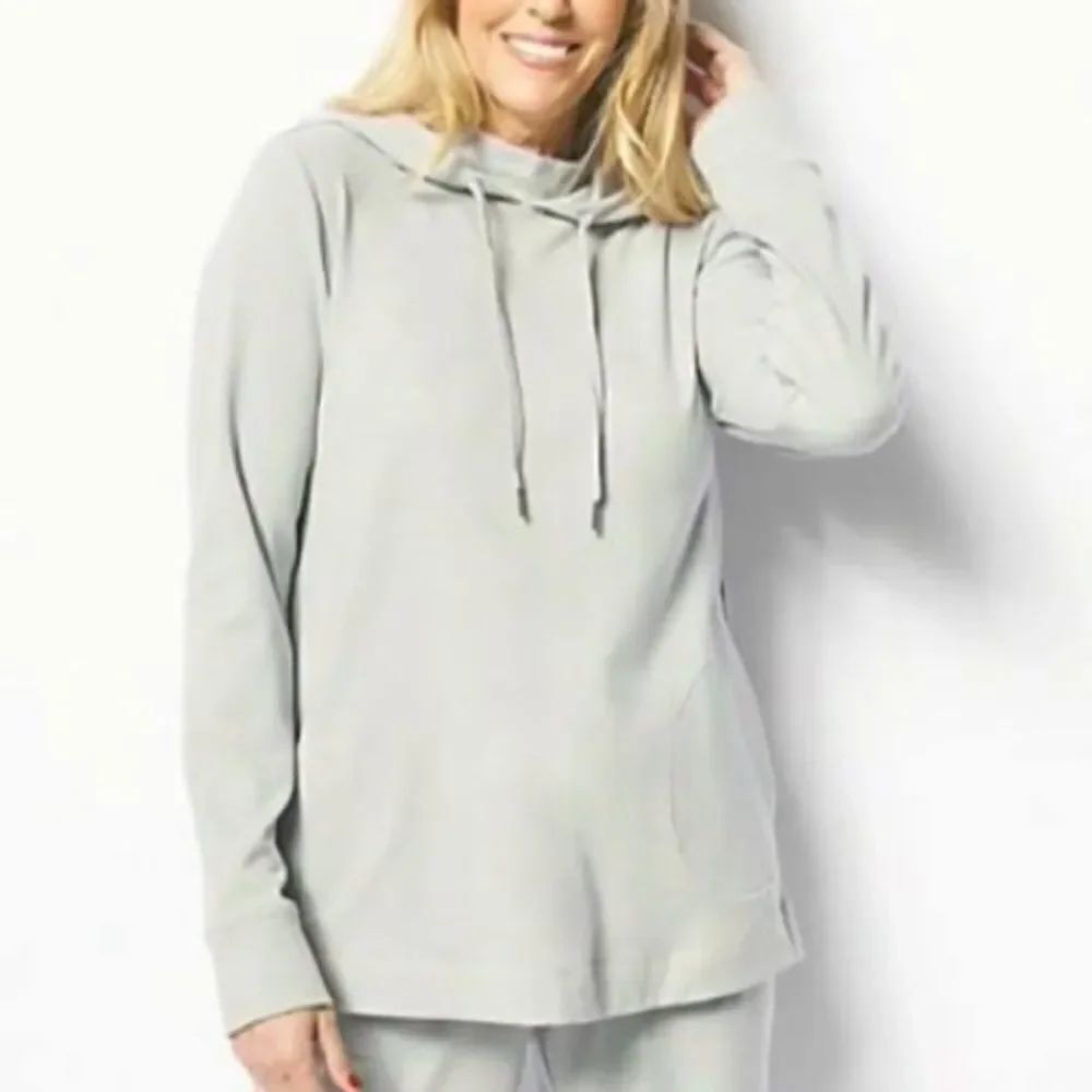 LOGO Lounge by Lori Goldstein Sandwashed Pique Hi-Low Hoodie